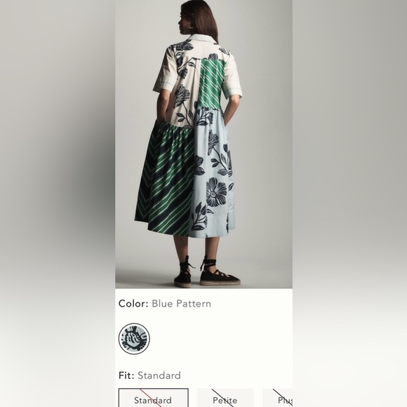 Anthropologie x Maeve Mixed-Print Buttondown Dress Size Small NWT - Picture 2 of 14